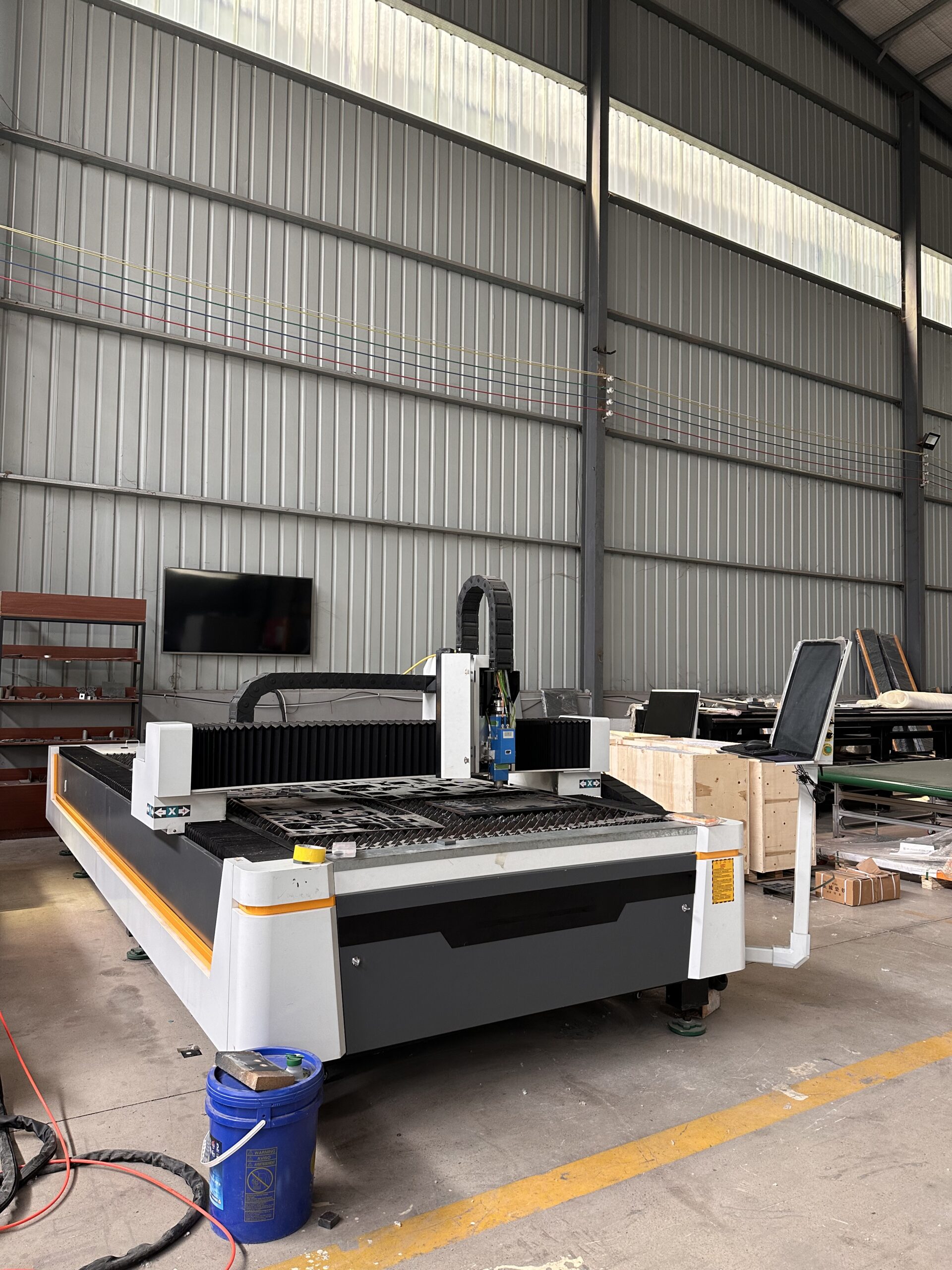 Fiber CNC Laser Cutting Machine on the production floor