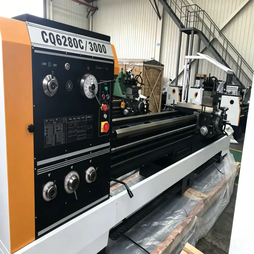 CQ6280C Horizontal Manual Lathe | Ø105mm Extra-Large Spindle Bore | Ø800mm Swing Over Bed | Heavy-Duty Conventional Lathe
