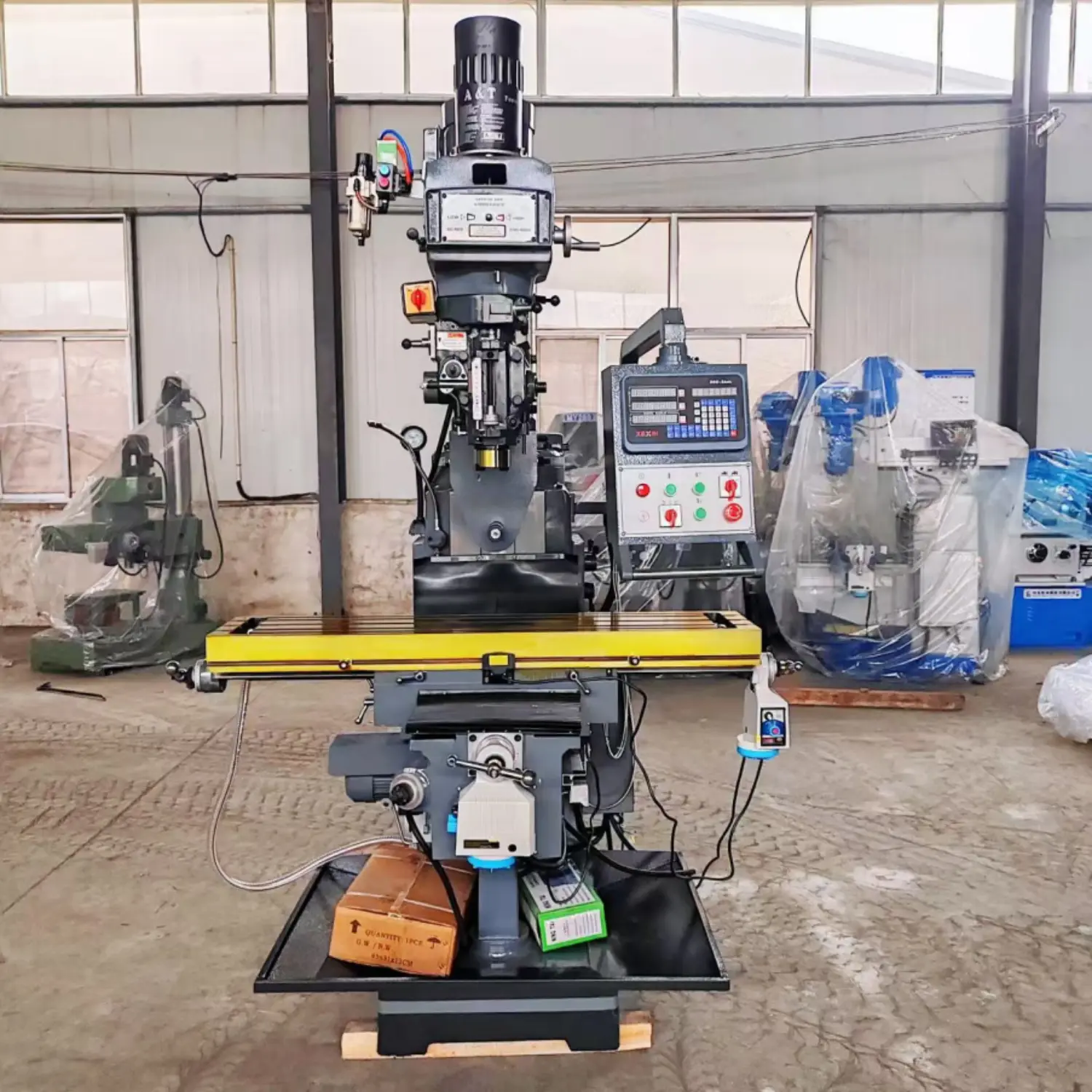 NO.5 High-Precision Turret Milling Machine | 1370x305mm Enlarged Workbench | Heavy-Duty NT40 Spindle | 3PH Industrial Miller